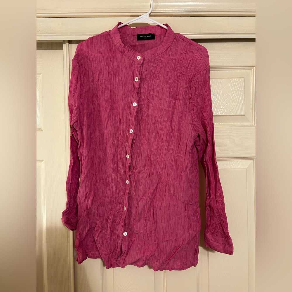 Wild Fox Crinkle Button Down Blouse - image 1